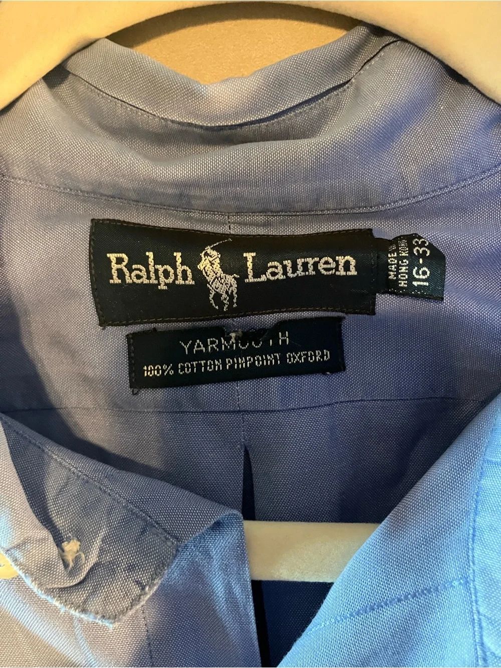 Polo Ralph Lauren Yarmouth Oxford Shirt Mens 16-33 Blue Flesh Pony Long Sleeve